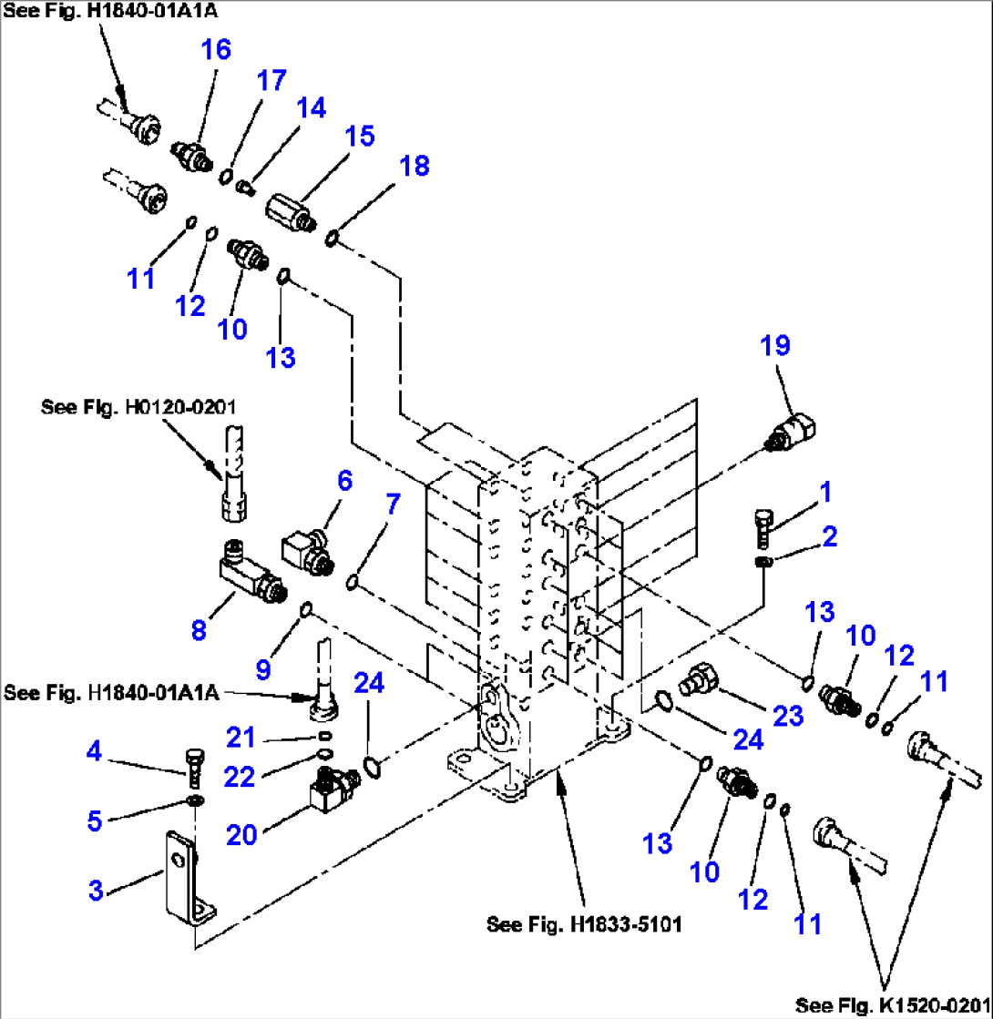 FIG NO. H1833-01A0A SHUTTLE VALVE (WITH SENSOR) PC250LC-6 S/N A80170
