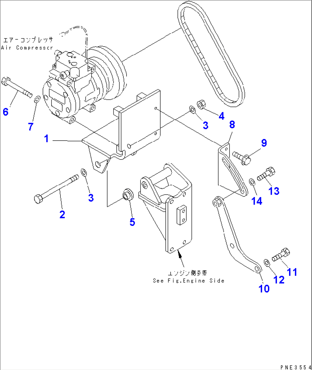 AIR CONDITIONER MOUNTING AND PIPING (AIR COMPRESSOR MOUNTING)(#50001-52000)