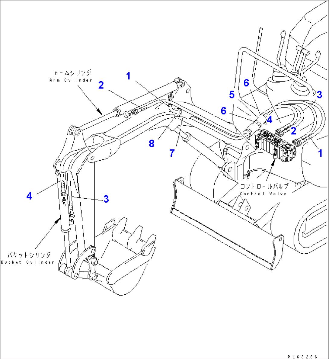 HYDRAULIC PIPING (ARM AND BUCKET CYLINDER LINE)
