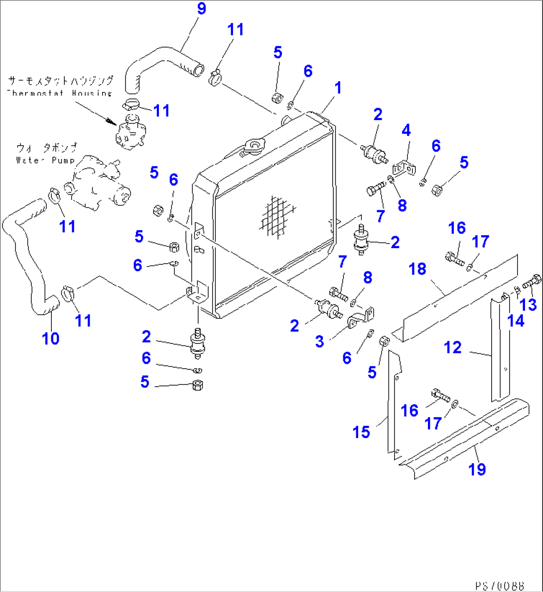 RADIATOR AND MOUNTING PARTS(#2101-)
