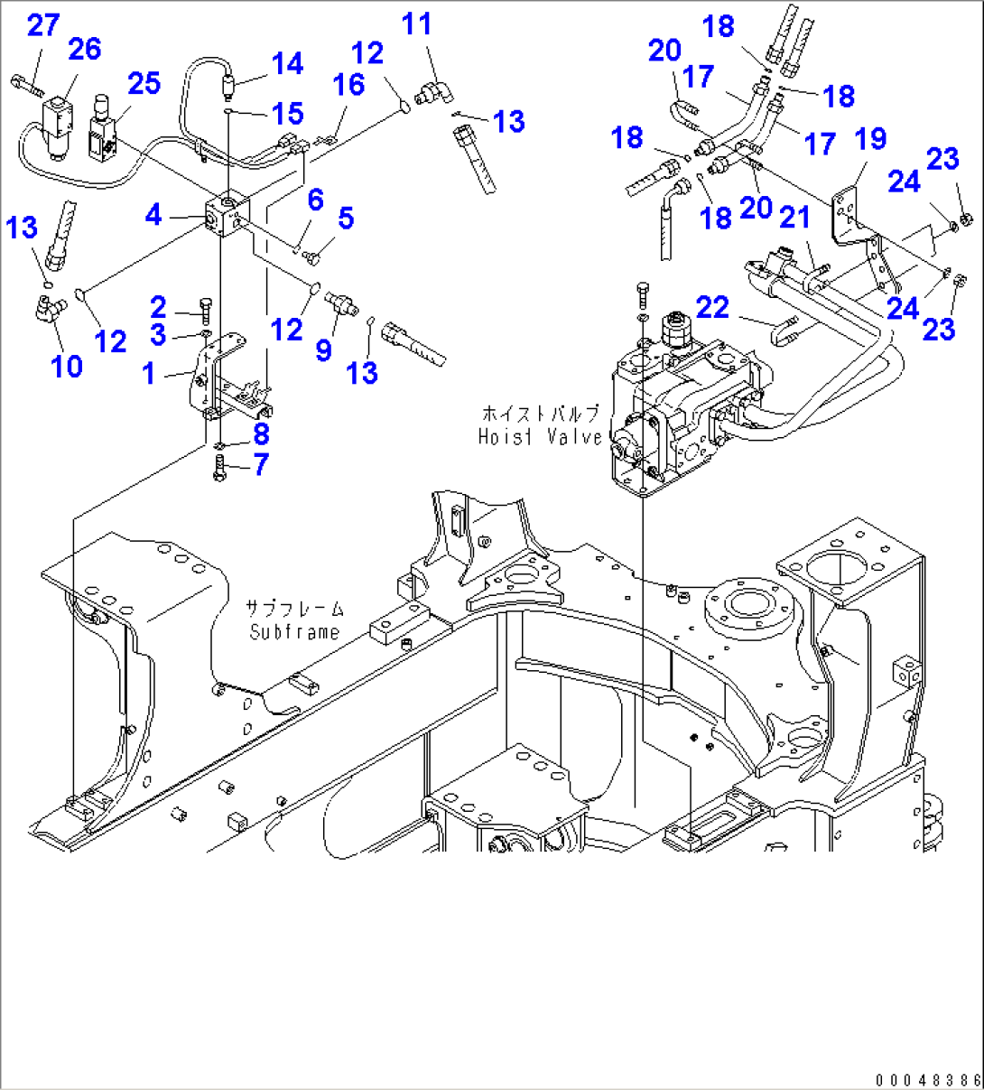DIFFERENTIAL LOCK PIPING (FRONT FRAME LINE)(#7001-)