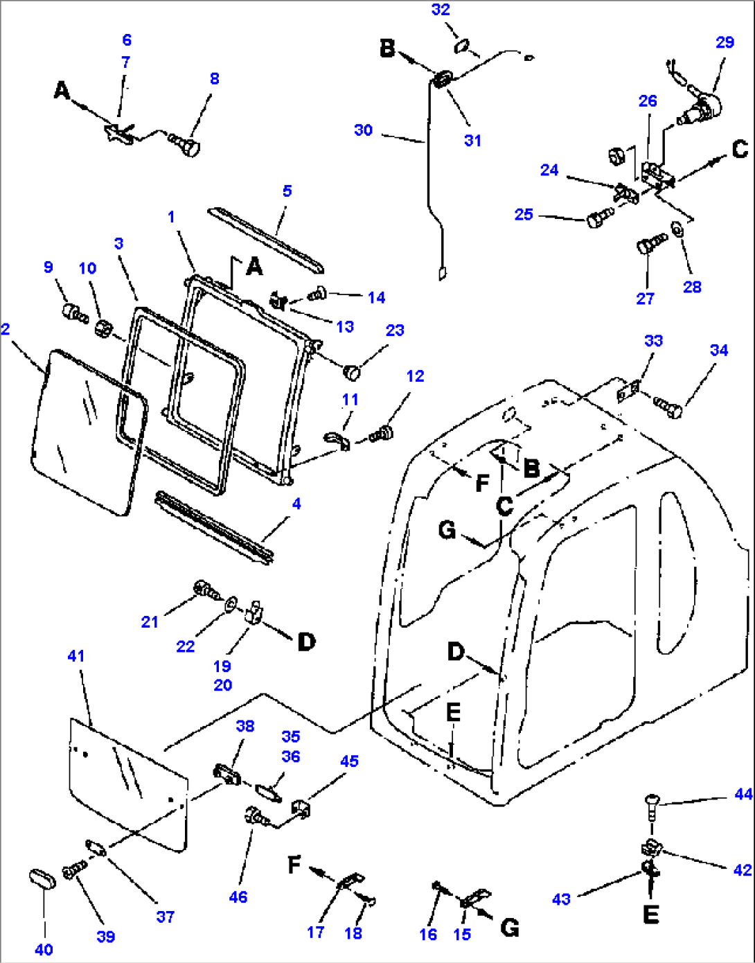 FIG. K0210-02A0 CAB - FRONT WINDOW