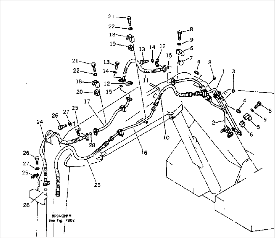 HYDRAULIC PIPING (ATTACHMENT LINE) (HOE SIDE) (1/2)