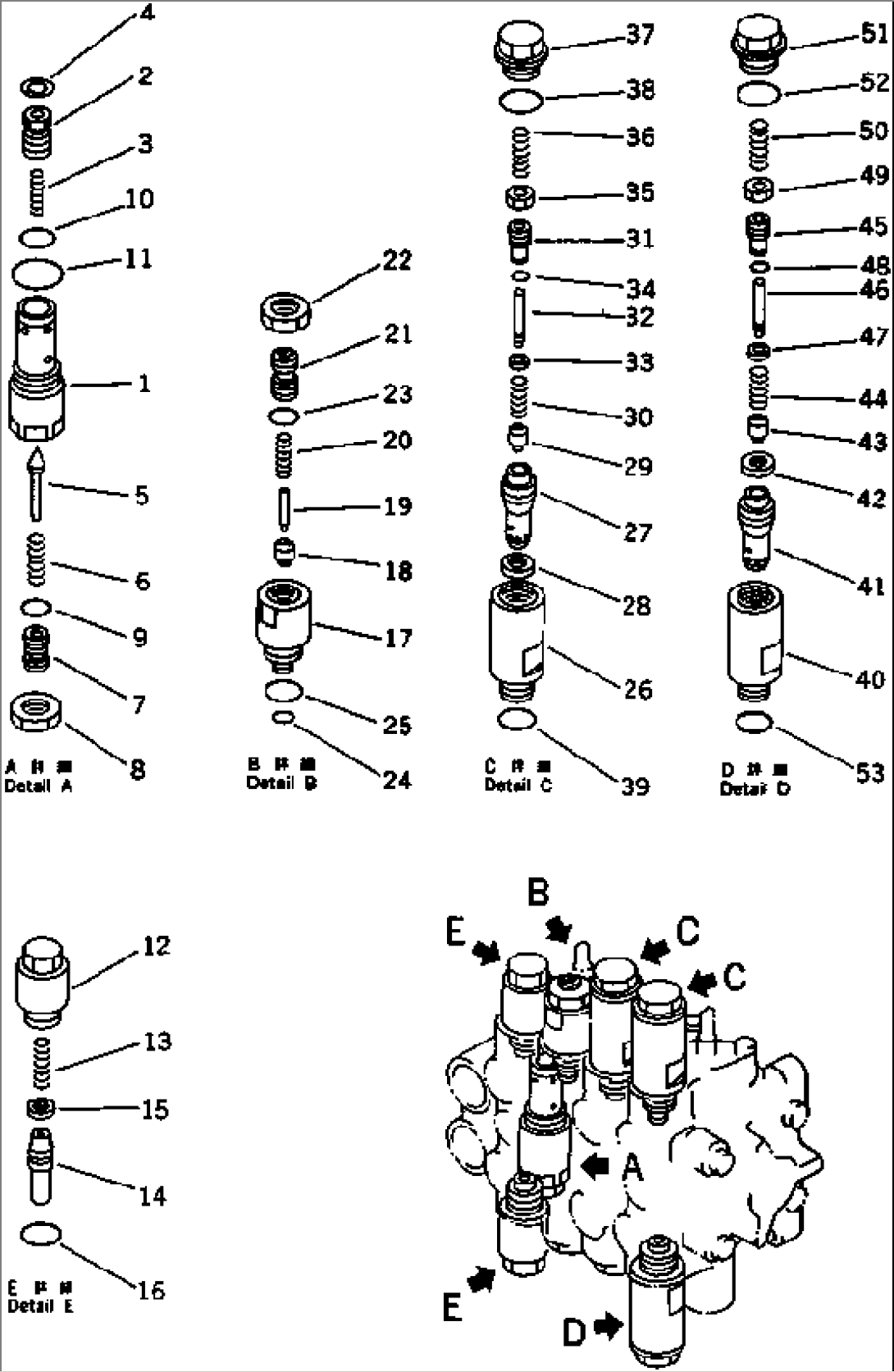 4-SPOOL VALVE (2/2) (SWING¤ TRAVEL SPEED¤ BLADE¤ ATTACHMENT)(#13025-)
