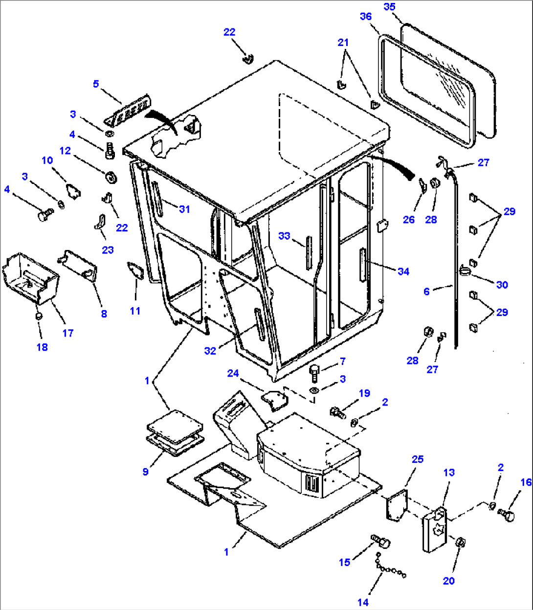 FIG. K5170-01A1A OPEN ROPS CAB ASSEMBLY - LOW PROFILE CAB