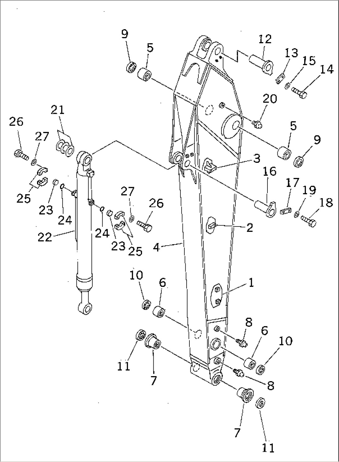 ARM (3.2M) (HEAVY DUTY) (ARM AND BUCKET CYLINDER) (FOR ADDITIONALPIPING) (FOR COMPONENT)