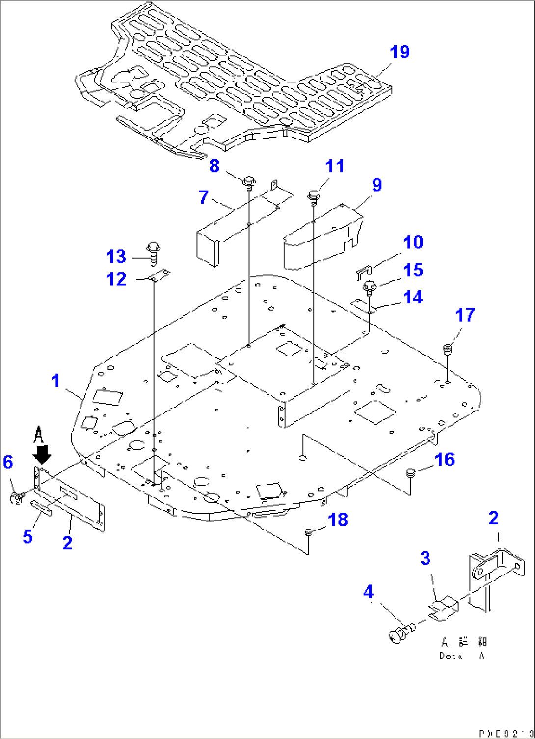 FLOOR FRAME (WITH 5-SPOOL CONTROL VALVE)(#60001-)