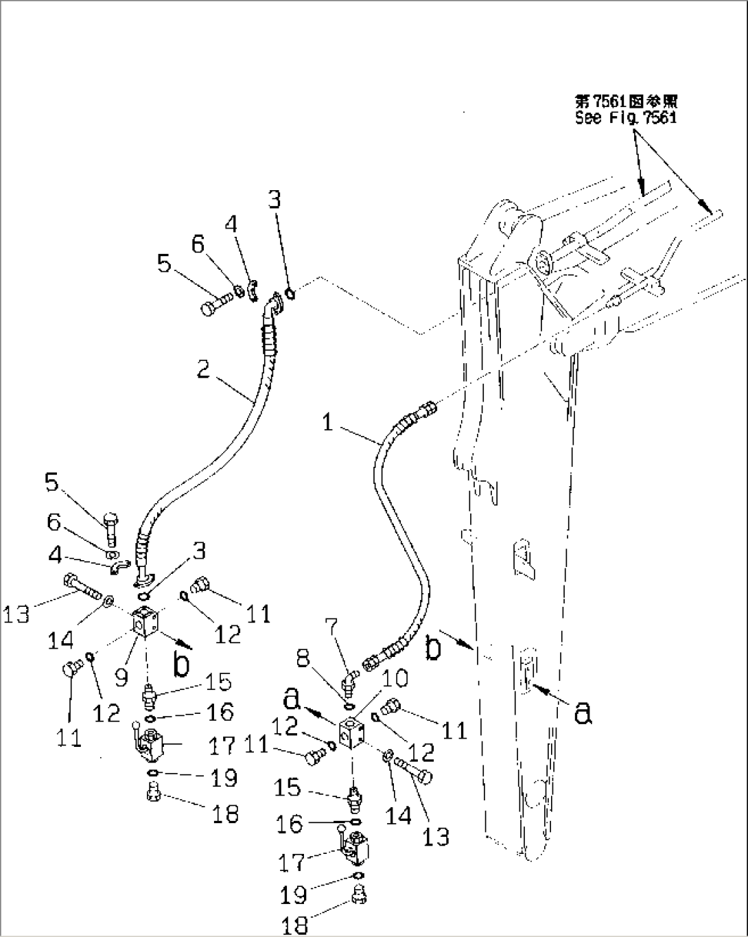 HYDRAULIC PIPING (ADDITIONAL PIPING LINE) (ARM SIDE)(#K20310-)