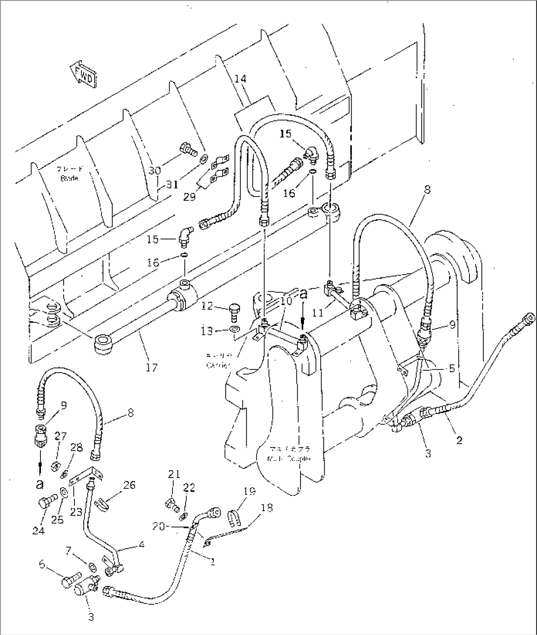 SIDE SHIFT¤ PITCH AND ANGLE SNOW PLOW (SIDE SHIFT CYLINDER LINE) (WITH MECHANICAL MULTI COUPER)