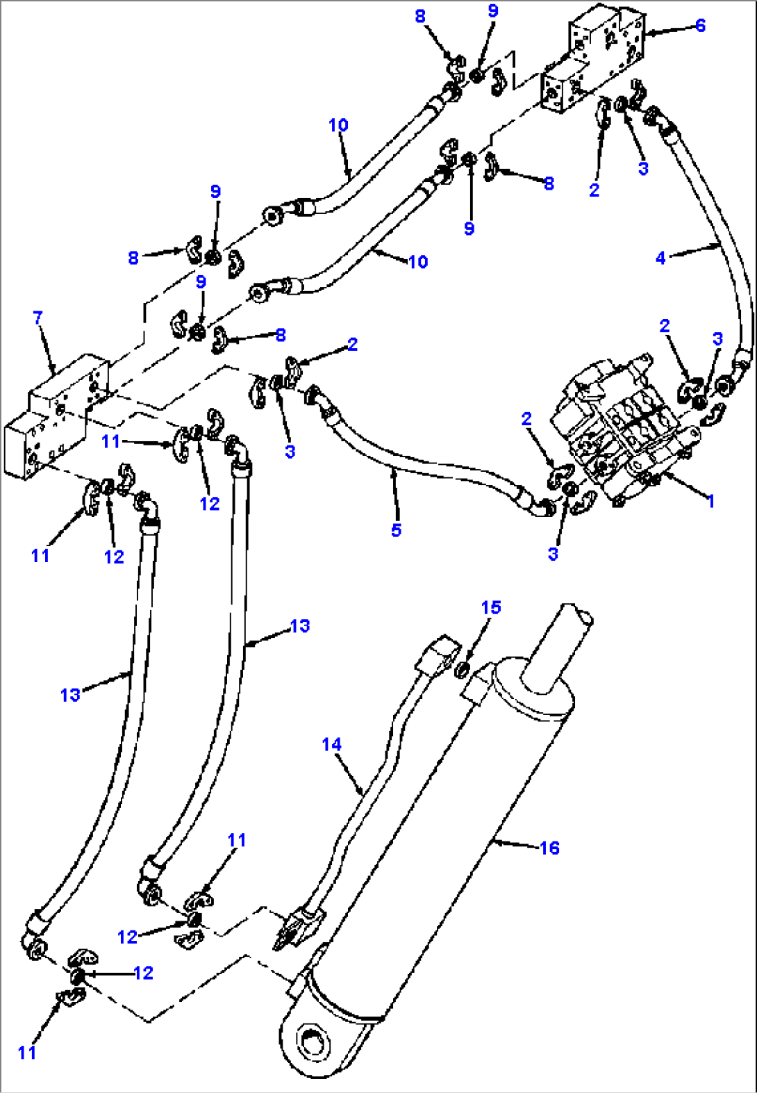 HYDRAULIC PIPING CONTROL VALVE TO BOOM CYLINDERS