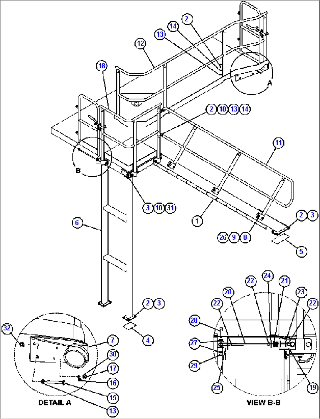 DIAGONAL LADDER & PLATFORM - L.H.