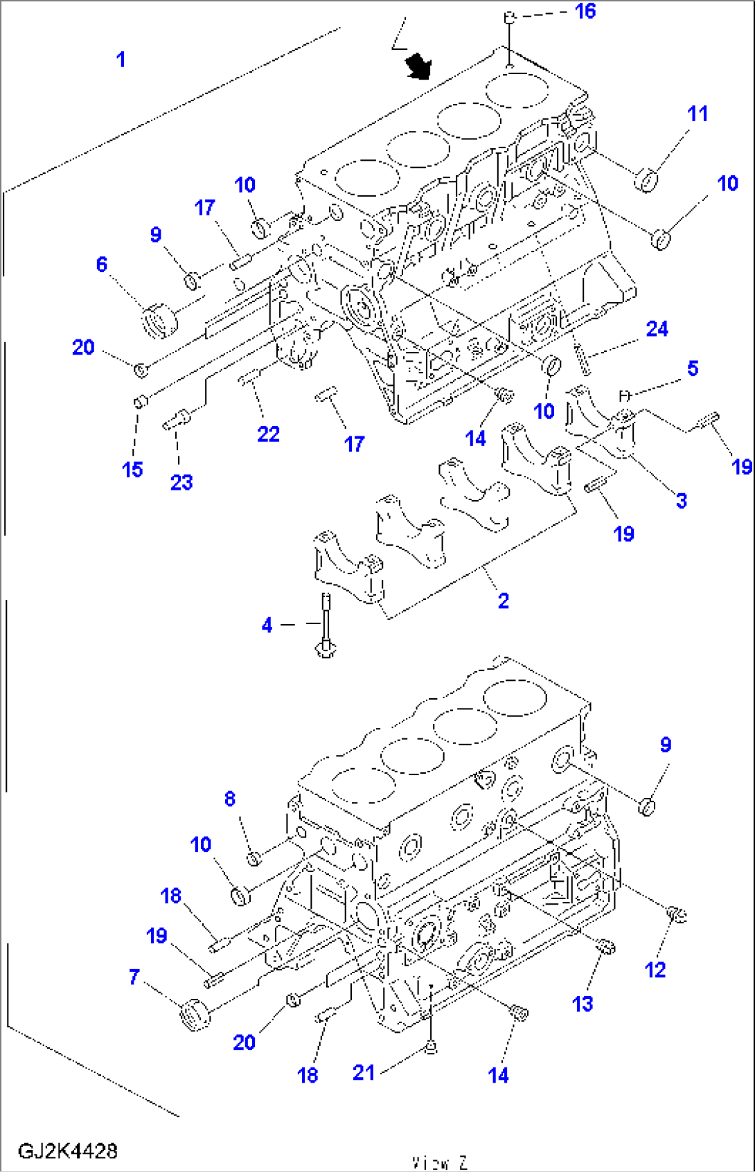 CYLINDER BLOCK AND ATTACHING PARTS