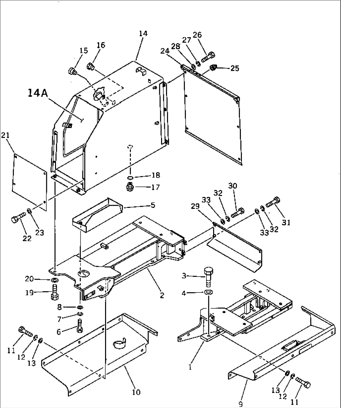 REAR COVER AND HYDRAULIC TANK (WITH ROPS CAB)