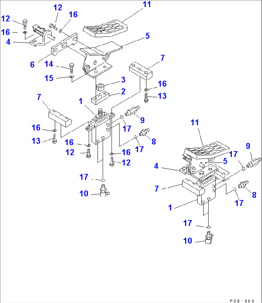 ATTACHMENT CONTROL PEDAL (2 ACTUATOR)(#30500-30515)