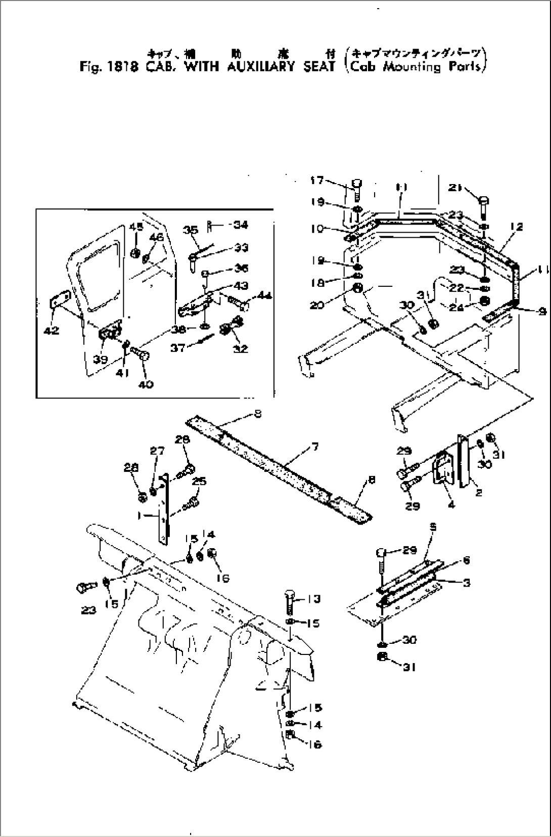 CAB¤ WITH AUXILIARY SEAT (CAB MOUNTING PARTS)(#3-)