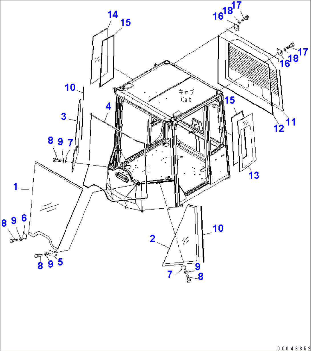 ROPS CAB (WINDOW GLASS)(#55001-)