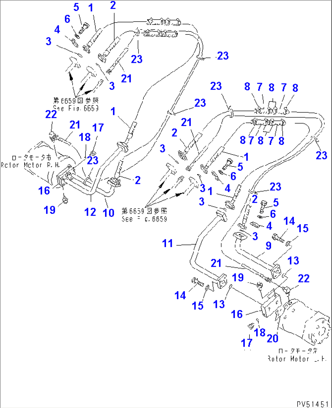 HYDRAULIC PIPING (ROTOR REVOLUTION MOTOR LINE) (6/6)