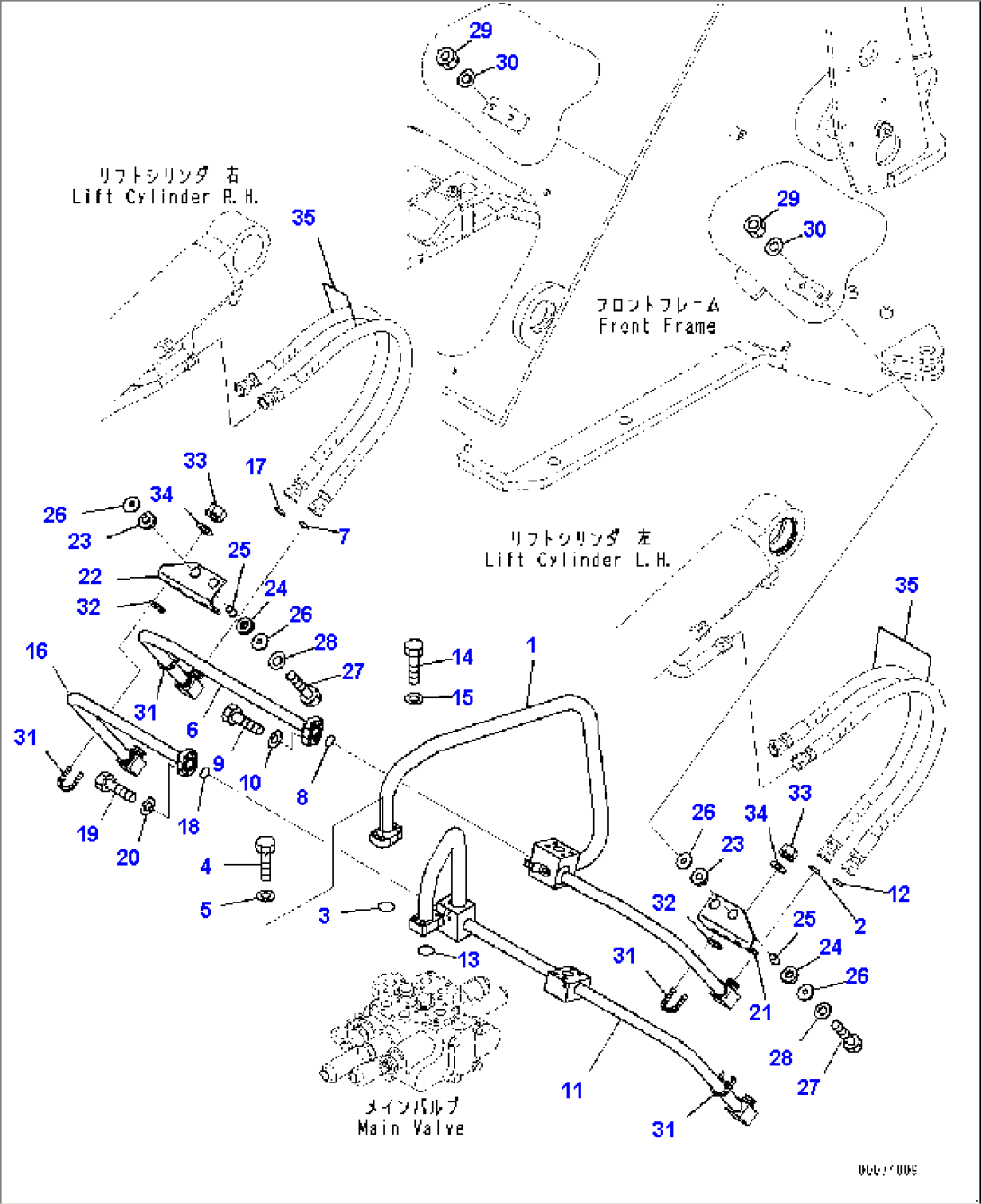 Hydraulic Piping, Lift Cylinder Piping (1/2) (#70291-)