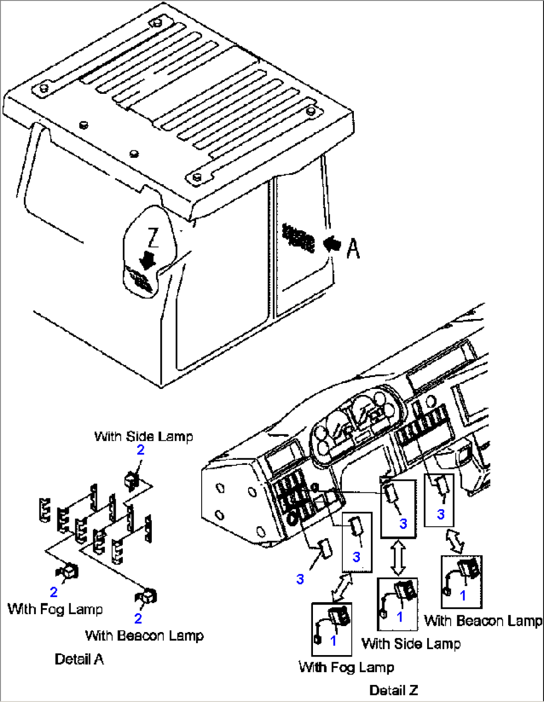 FIG. K3291-05A1A CAB ELECTRICAL - WITH OPTION LAMP