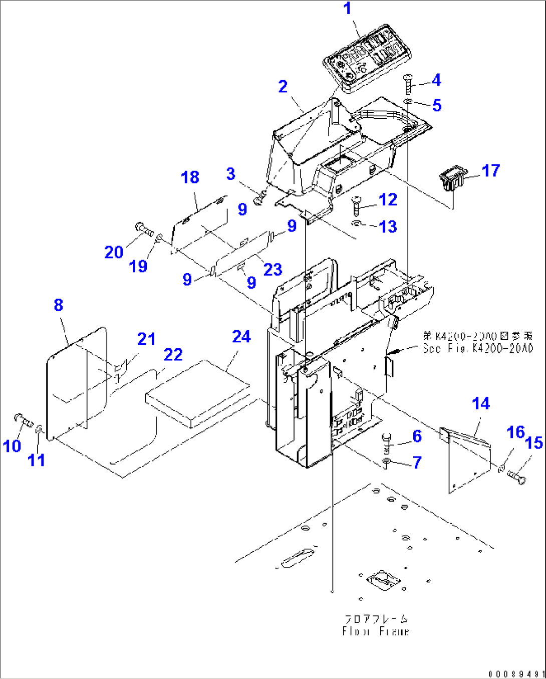 FLOOR FRAME (CONSOLE) (R.H.) (COVER) (FOR SWITCH PUMP CUT-OFF)