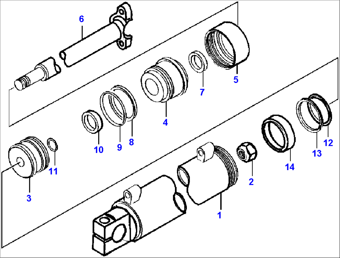 DRAWBAR SIDE-SHIFT CYLINDER R.H. BIASED BLADE SUSPENSION