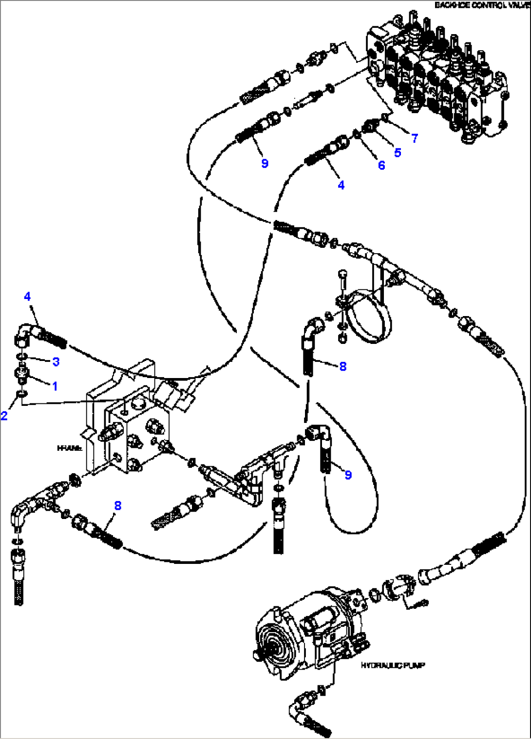 FIG. H6945-01A0 HYDRAULIC PIPING - HAMMER PIPING - SOLENOID VALVE TO BACKHOE CONTROL VALVE
