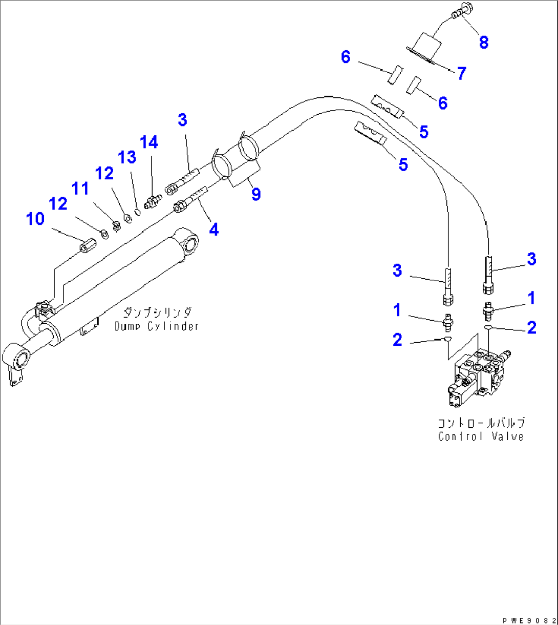 HYDRAULIC LINE (DUMP CYLINDER LINE) (FOR MULTI COUPLER)(#10001-11500)