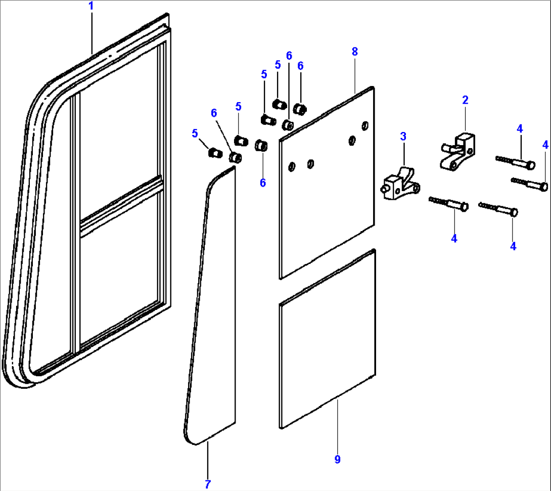 ROPS CAB RIGHT HAND WINDOW ASSEMBLY