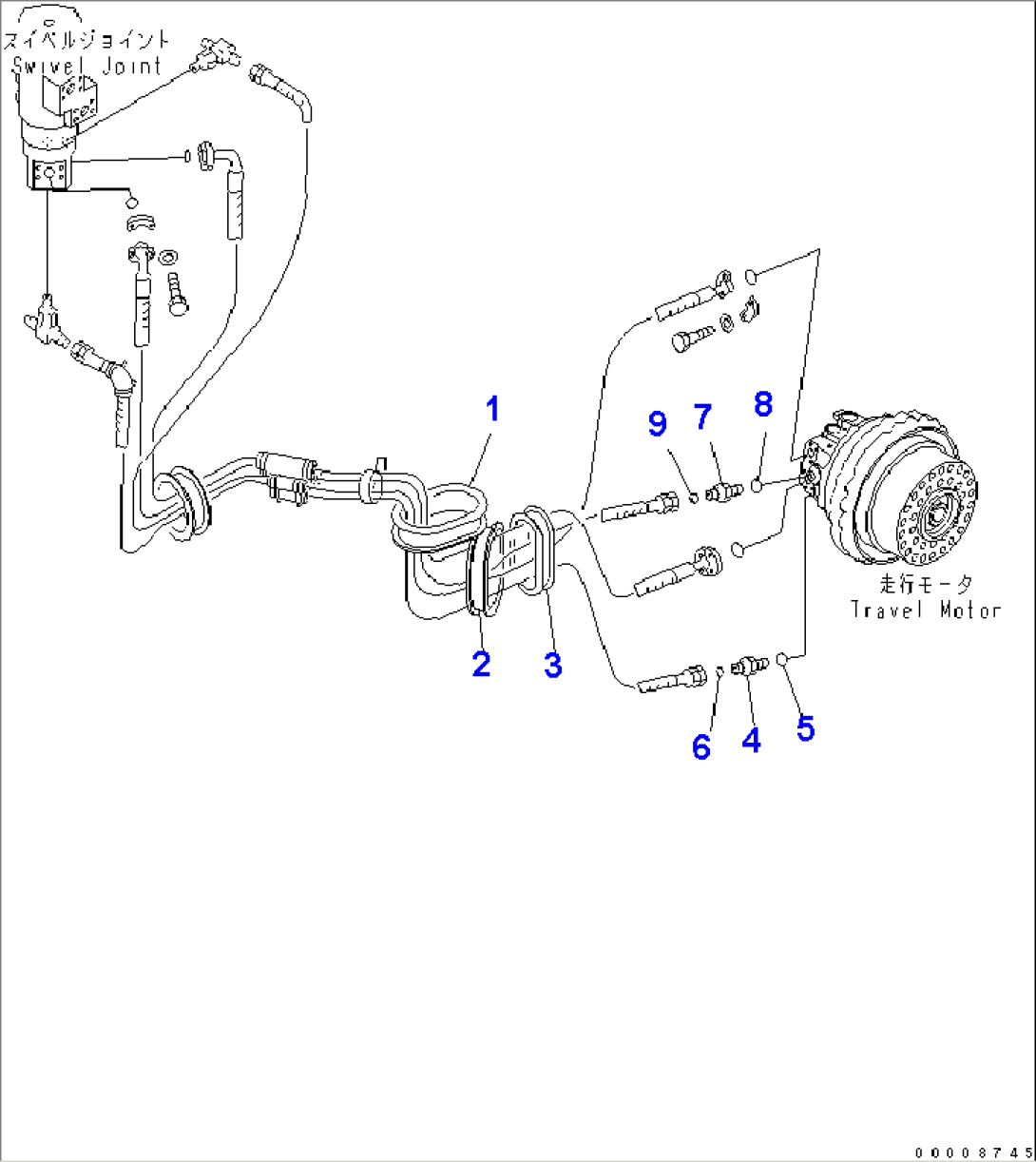 TRACK FRAME (TRAVEL PIPING) (L.H.)