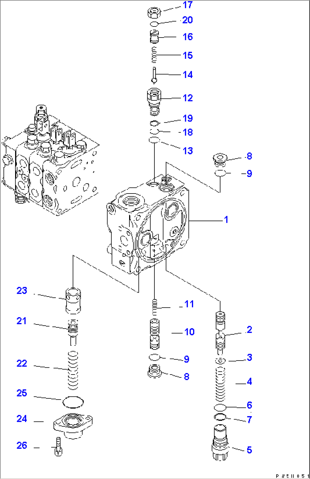 MAIN VALVE (4-VALVE) (7/12) (FOR SEMI-U DOZER AND RIPPER) (EXCEPT JAPAN)