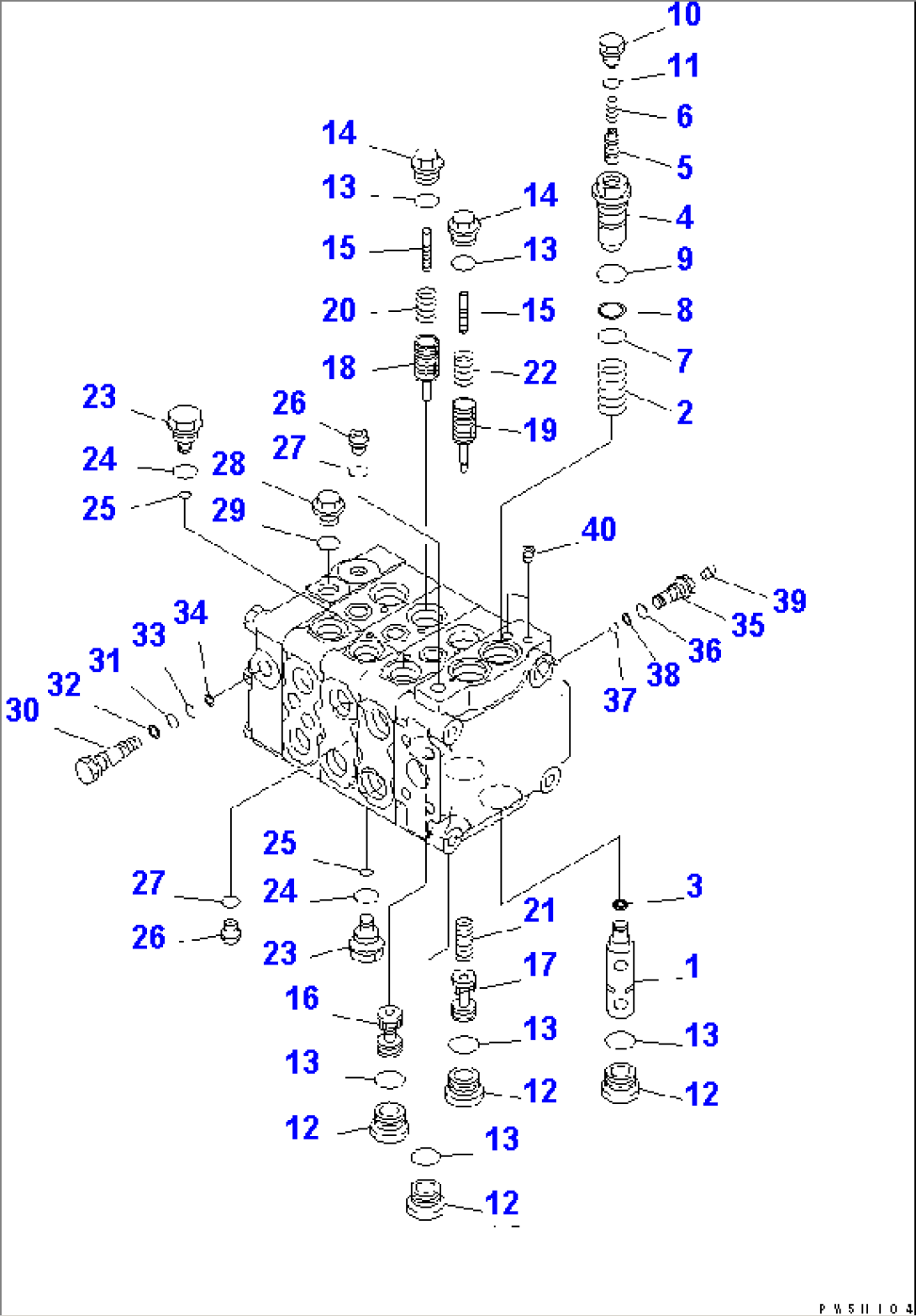 MAIN VALVE (3-VALVE) (3/7) (FOR STRAIGHT TILT DOZER)
