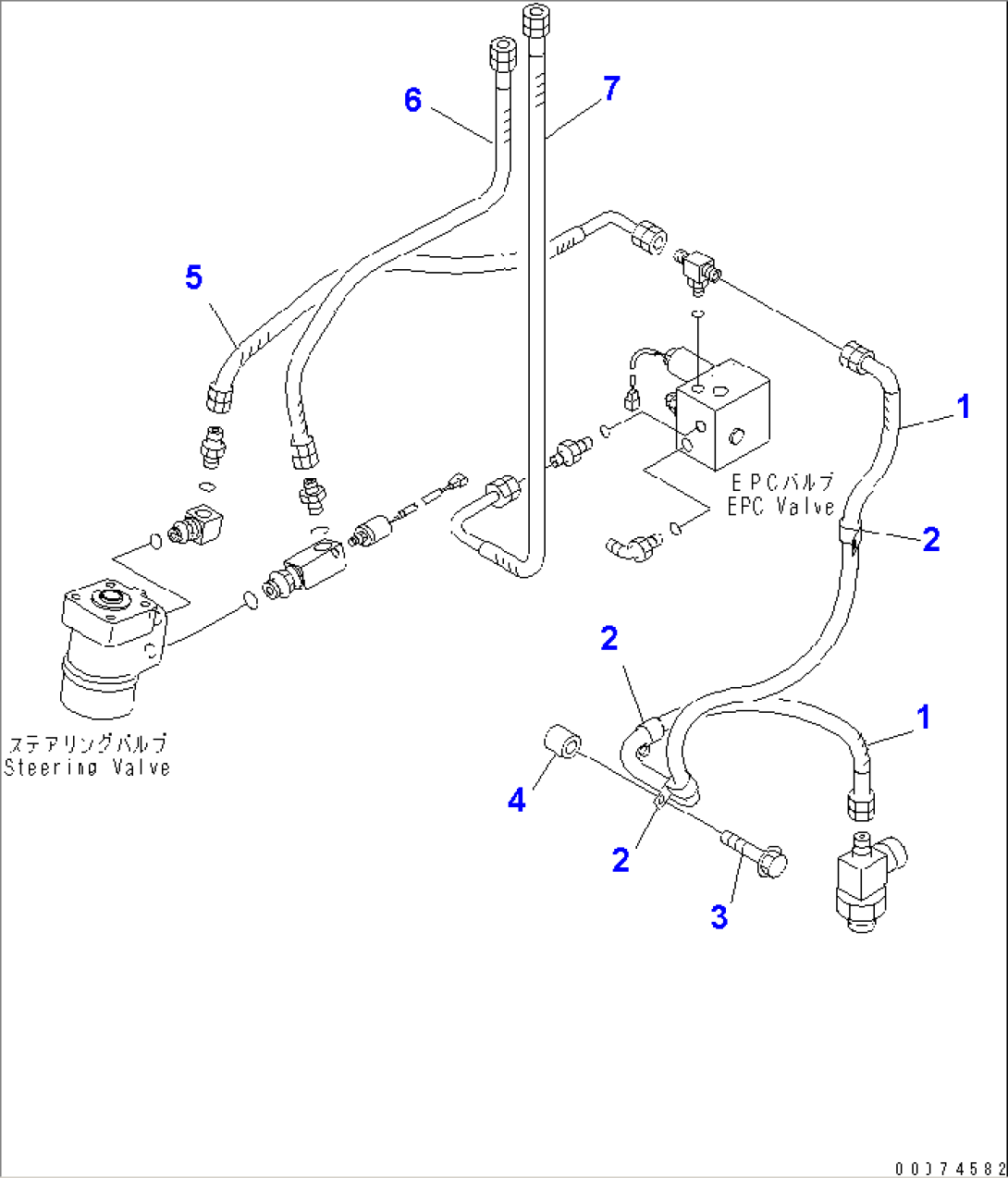 STEERING HYDRAULIC LINE (PILOT LINE¤ 4/4) (WITH ADVANCED JOY STICK STEERING)(#51075-)