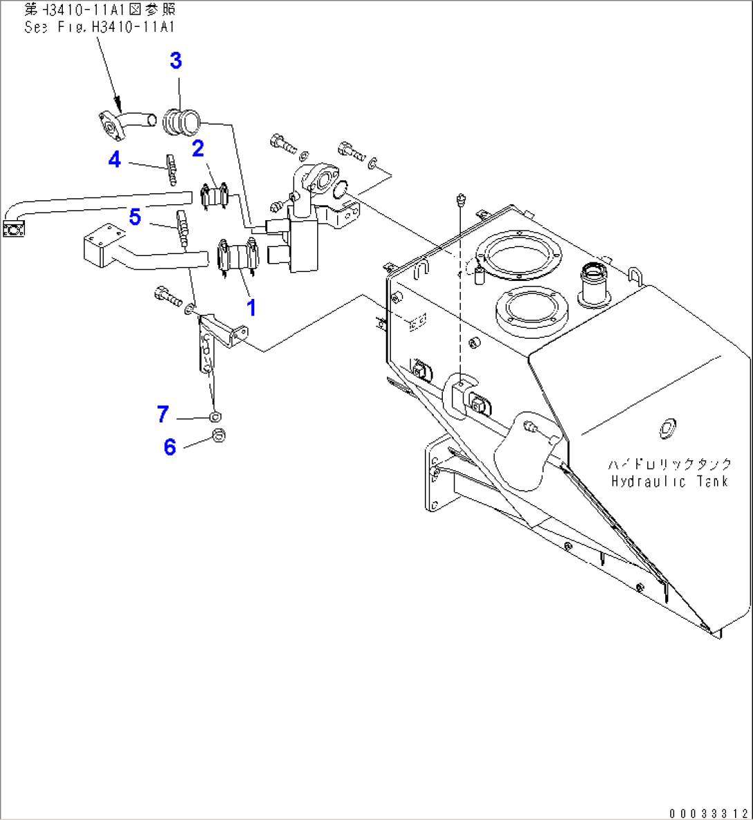 HYDRAULIC TANK RELATED PARTS (RETURN LINE) (-40ßC SPEC.)(#1122-)