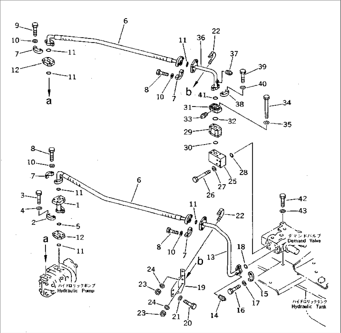 HYDRAULIC PIPING (2/5) (PUMP TO DEMAND VALVE)(#4001-4281)