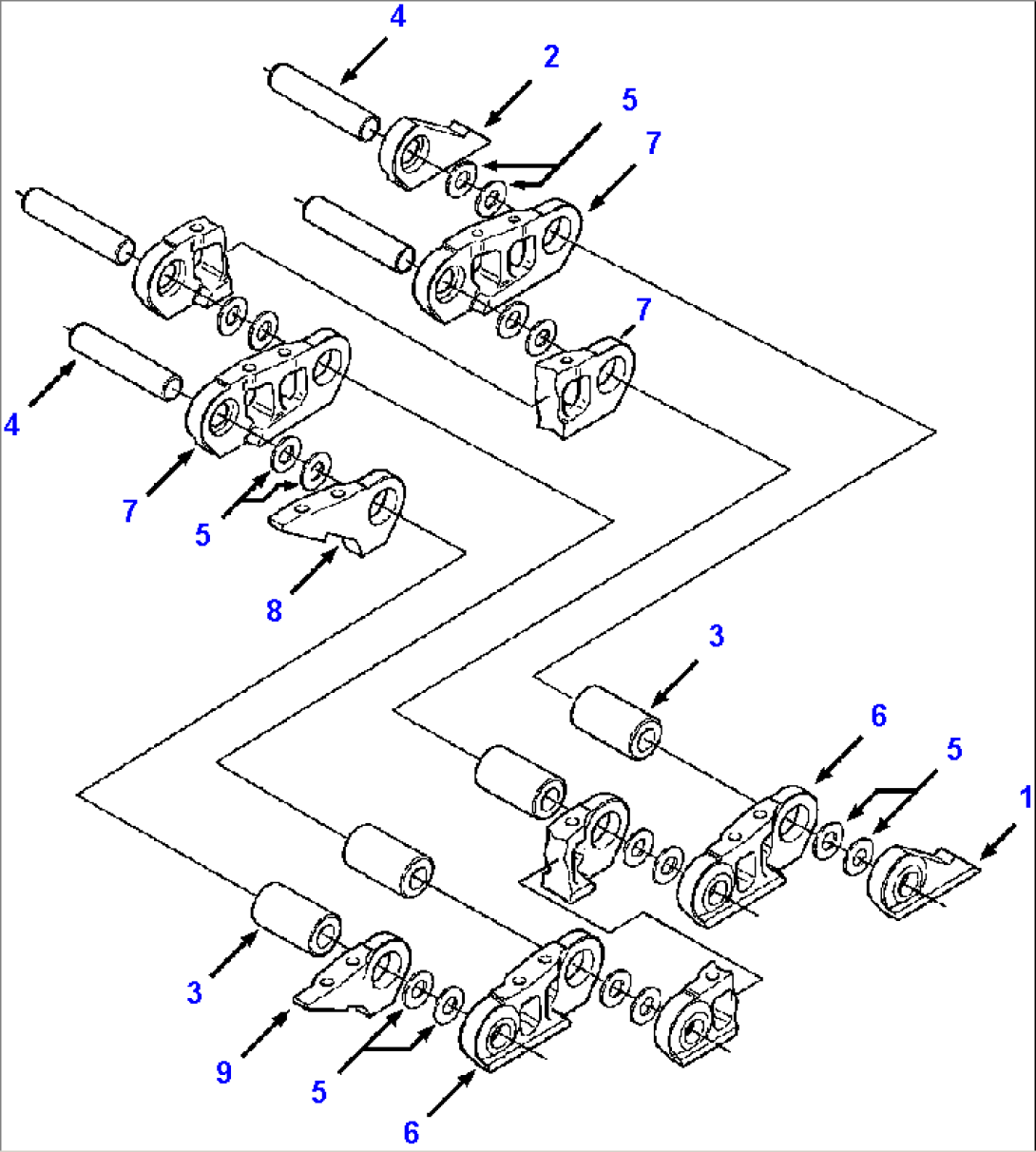 DRY SEALED TRACK SYSTEM - LESS SHOES LOW GROUND PRESSURE OR LONG TRACK