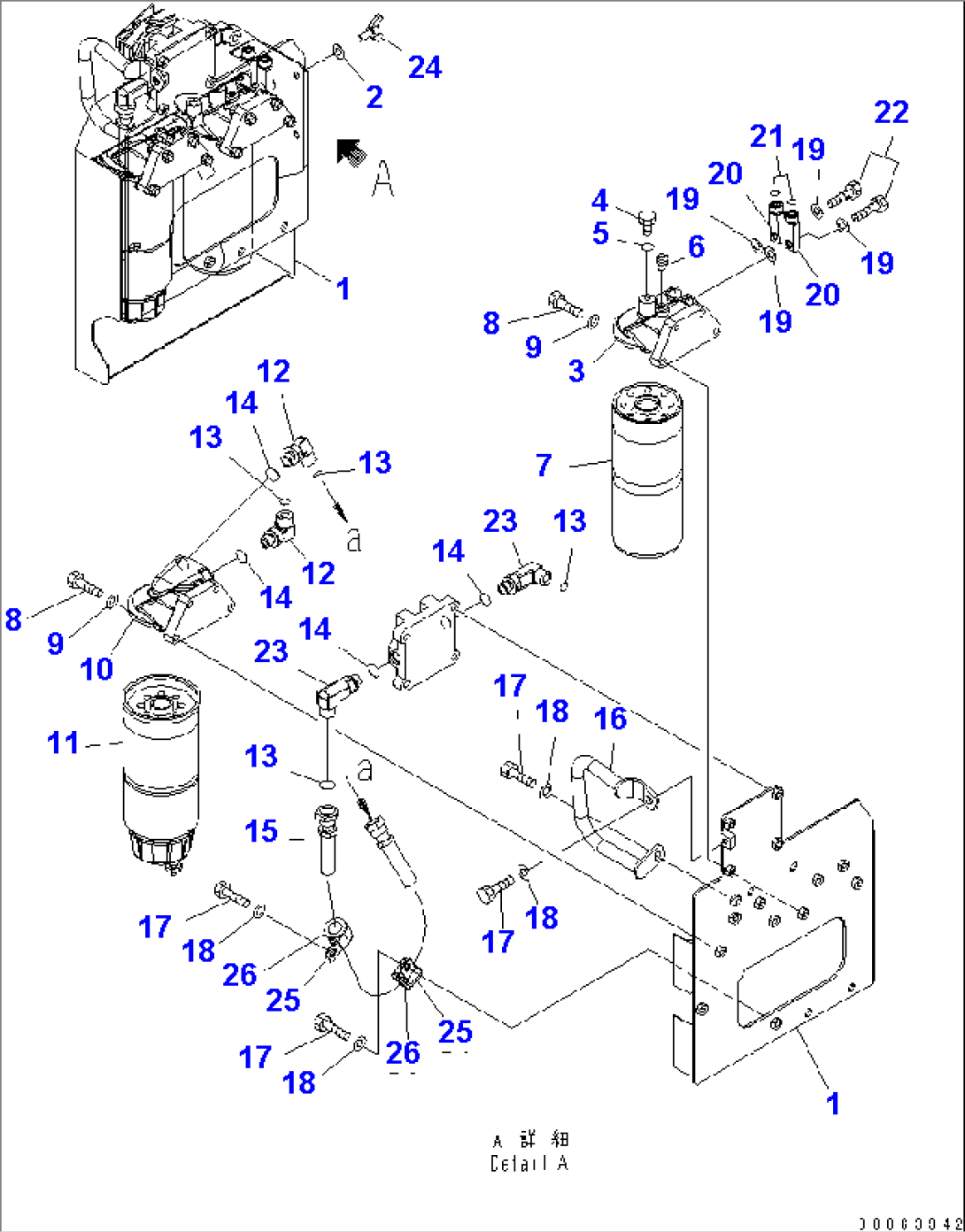 ENGINE FUEL FILTER AND RELATED PARTS (R.H.) (1/2)