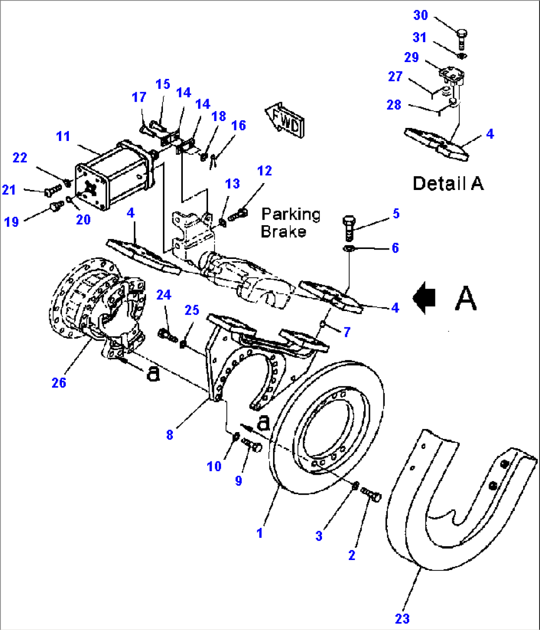 FIG. F4400-06A0 FRONT AXLE - PARKING BRAKE MOUNTING