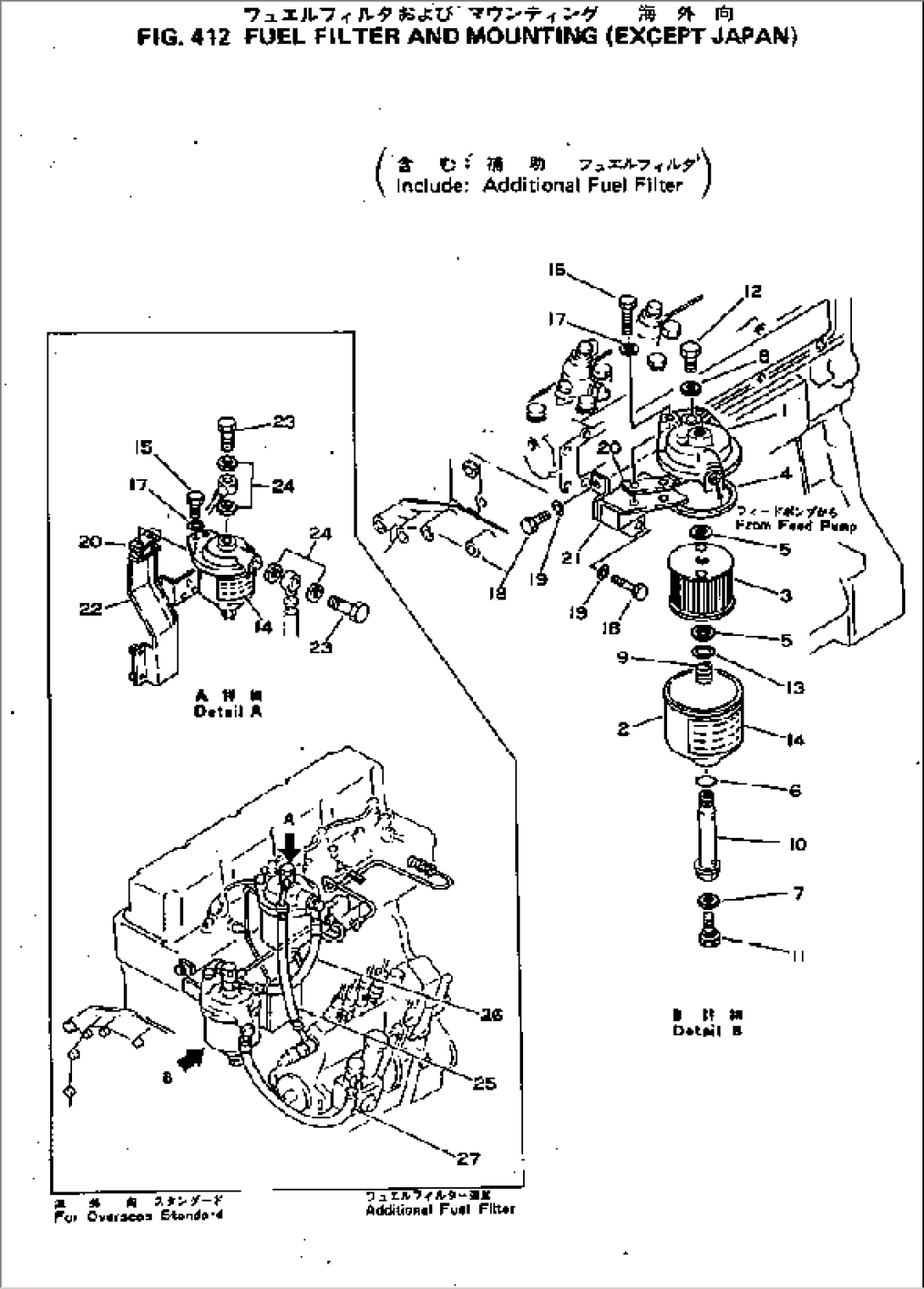 FUEL FILTER AND MOUNTING (EXCEPT JAPAN)