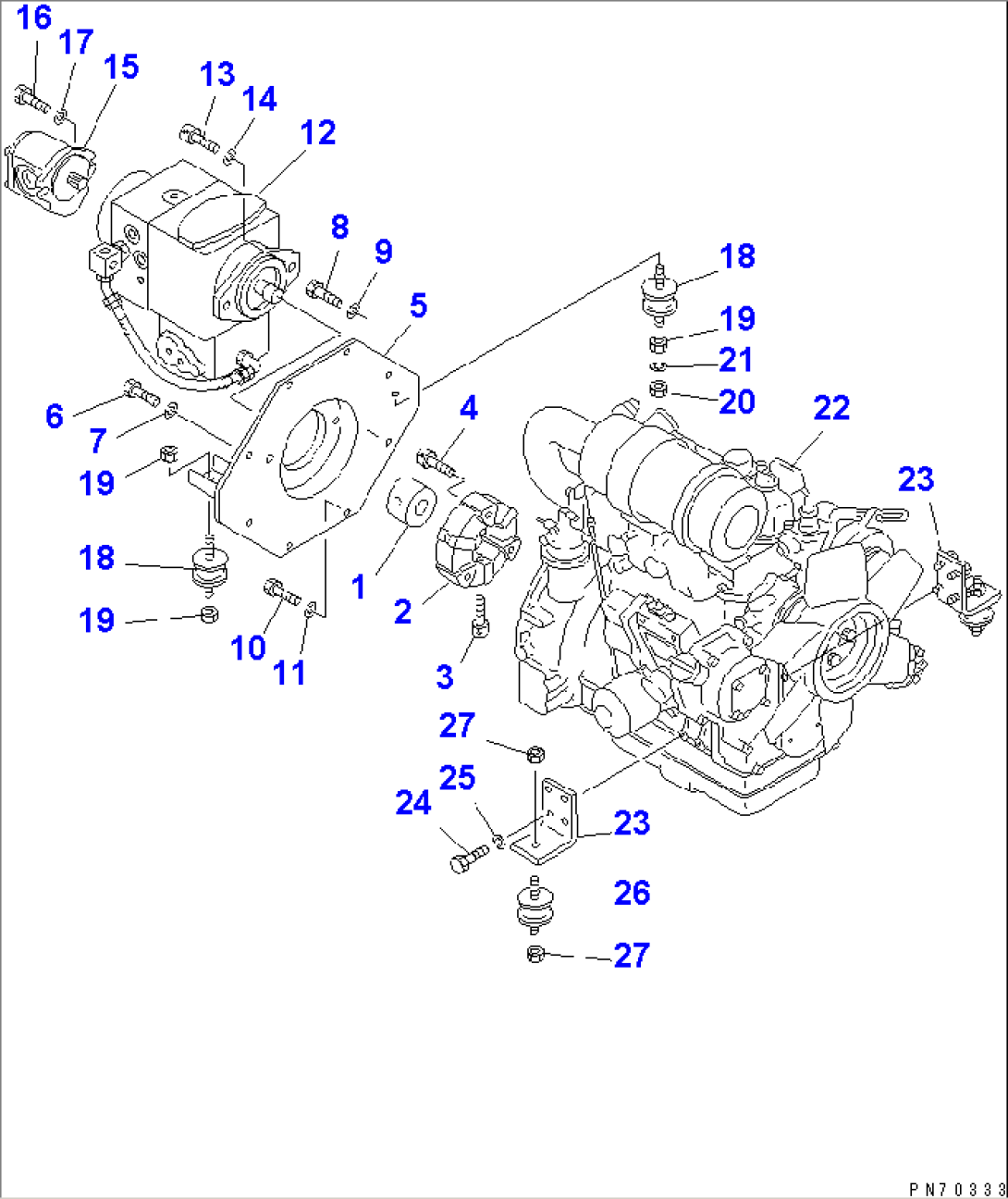 ENGINE AND MAIN PUMP MOUNTING PARTS(#5001-5496)