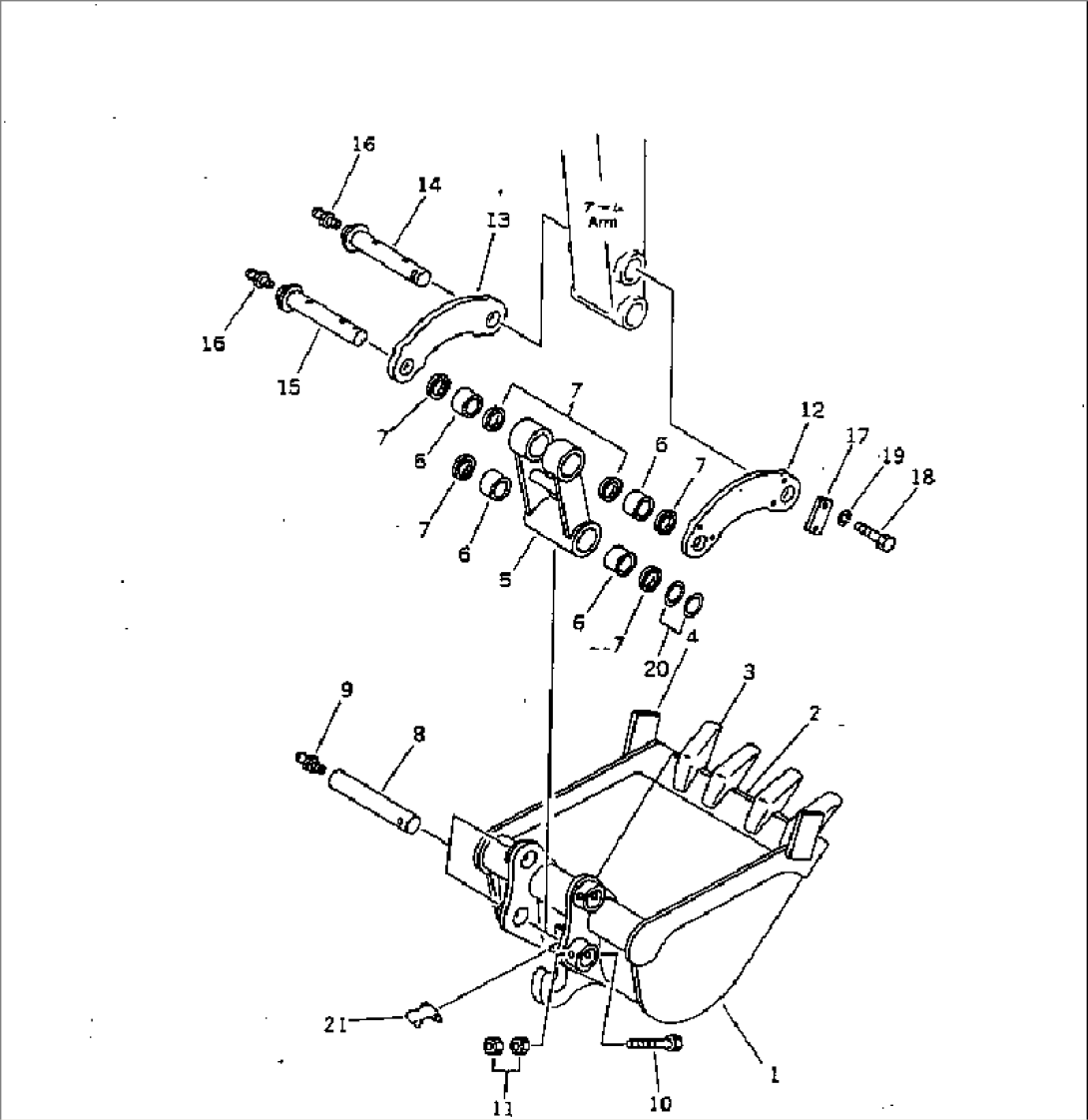 BUCKET AND LINK¤ 0.06M3¤ 350MM (KE AND USA SPEC.)