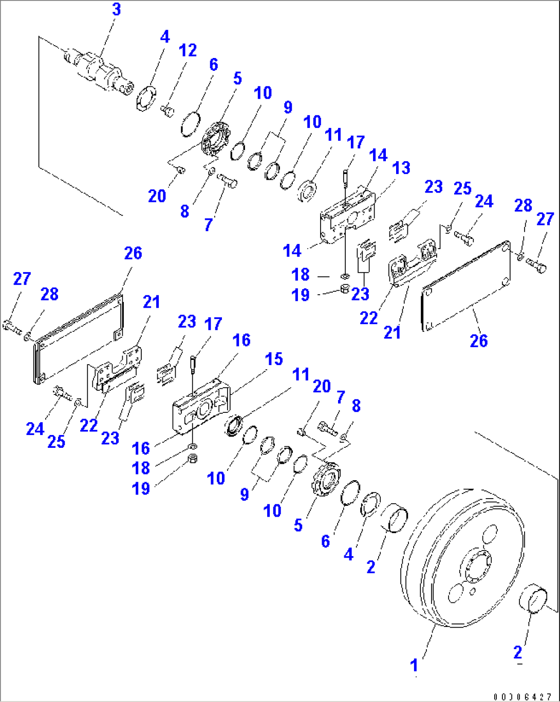 TRACK FRAME (FRONT IDLER) (L.H.)(#75207-76433)