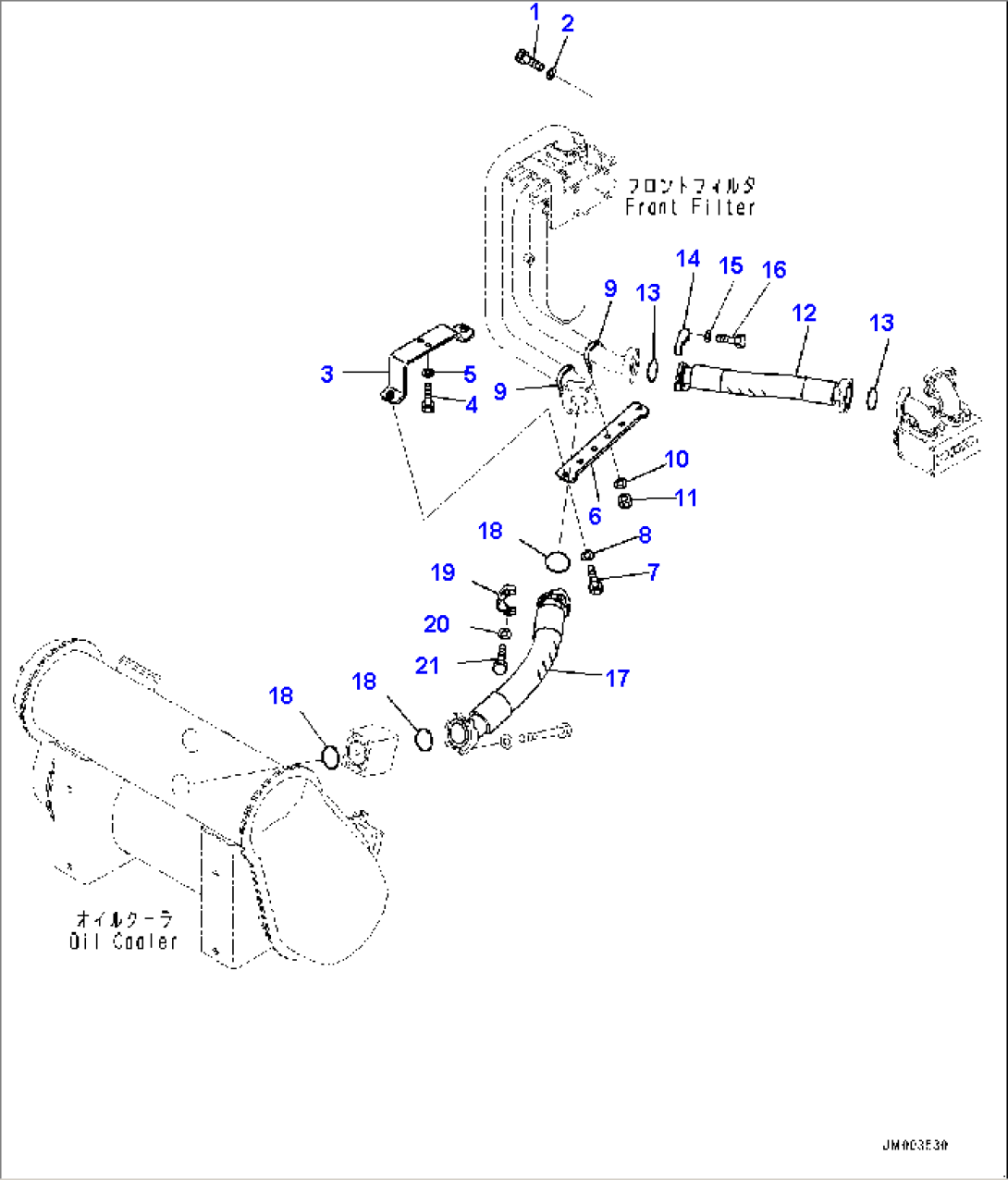 Brake Oil Cooling Piping, Front Filter Piping (#80138-)