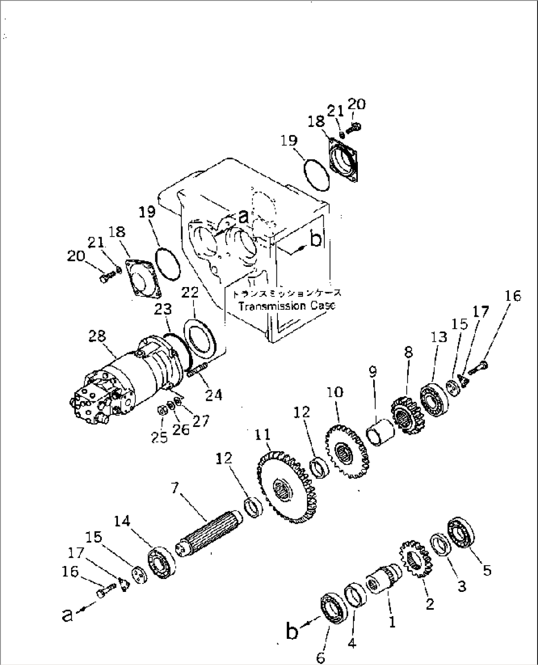 TRAVEL MOTOR AND GEAR (FOR 2ND GEAR SHIFT TRANSMISSION) (EXCEPT JAPAN)(#30042-)