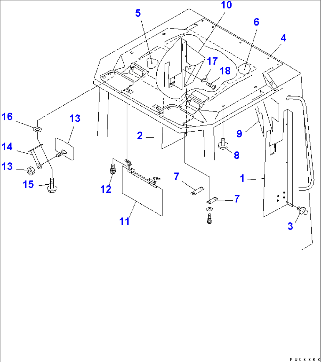 ROPS CAB (3/3) (ROOF)(#54104-)