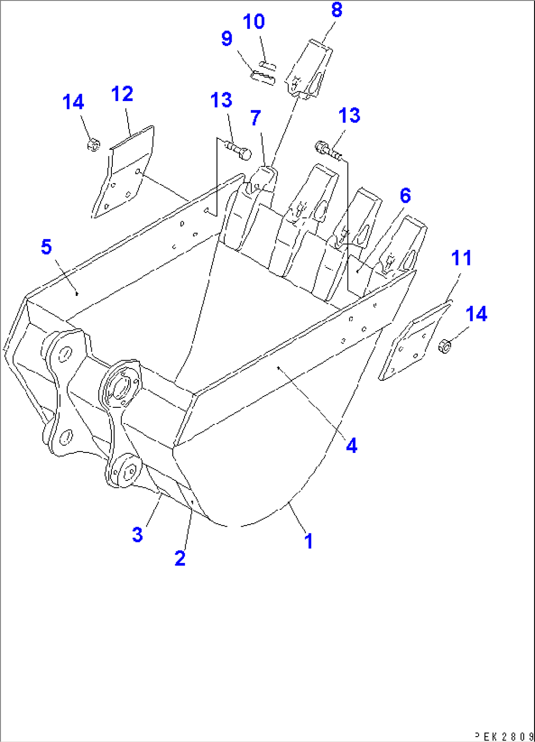 BUCKET¤ 0.14M3 (MINI 0.24M3) WIDTH 635MM (VERTICAL PIN TYPE)(#12772-)