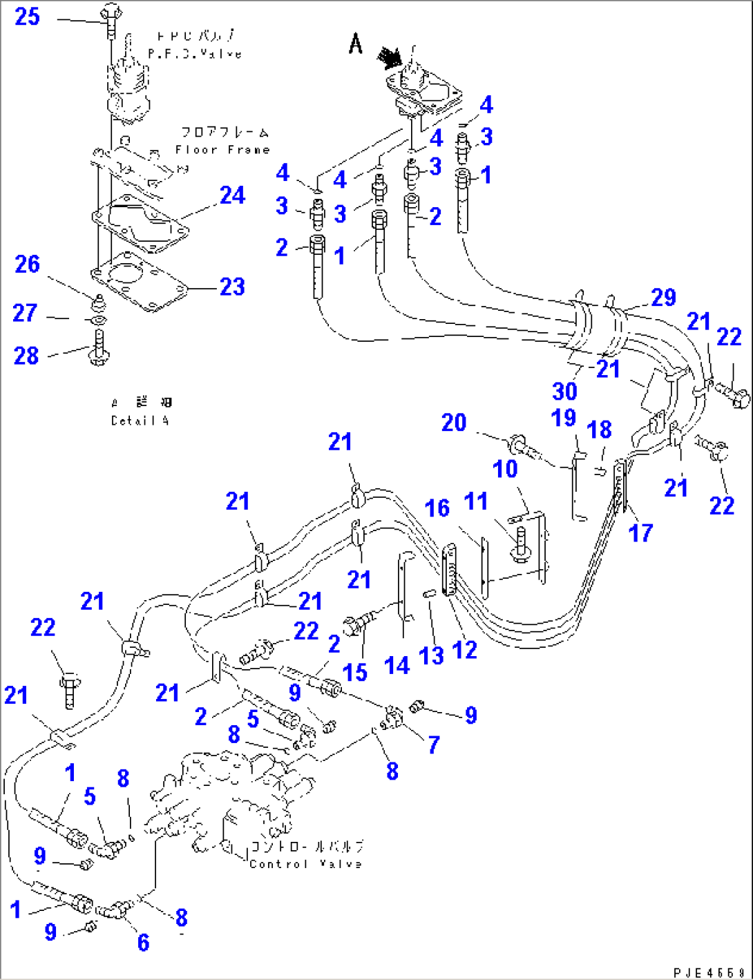 HYDRAULIC PIPING (PPC VALVE LINE) (2/2) (PILOT LINE)(#50001-)
