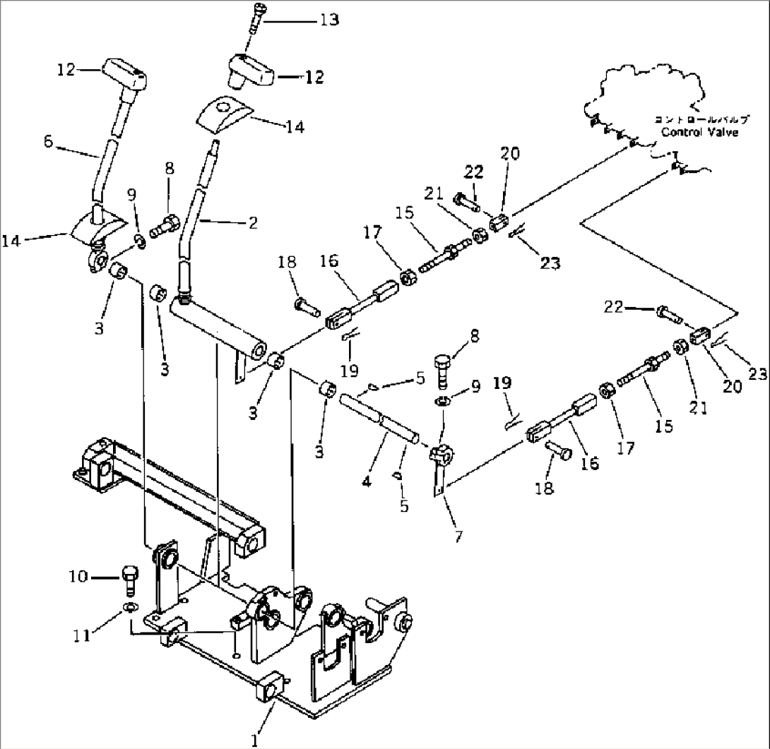 TRAVEL CONTROL LEVER (1/2) (6-WAY SHIFT PATTERN SPEC.)(#11899-)