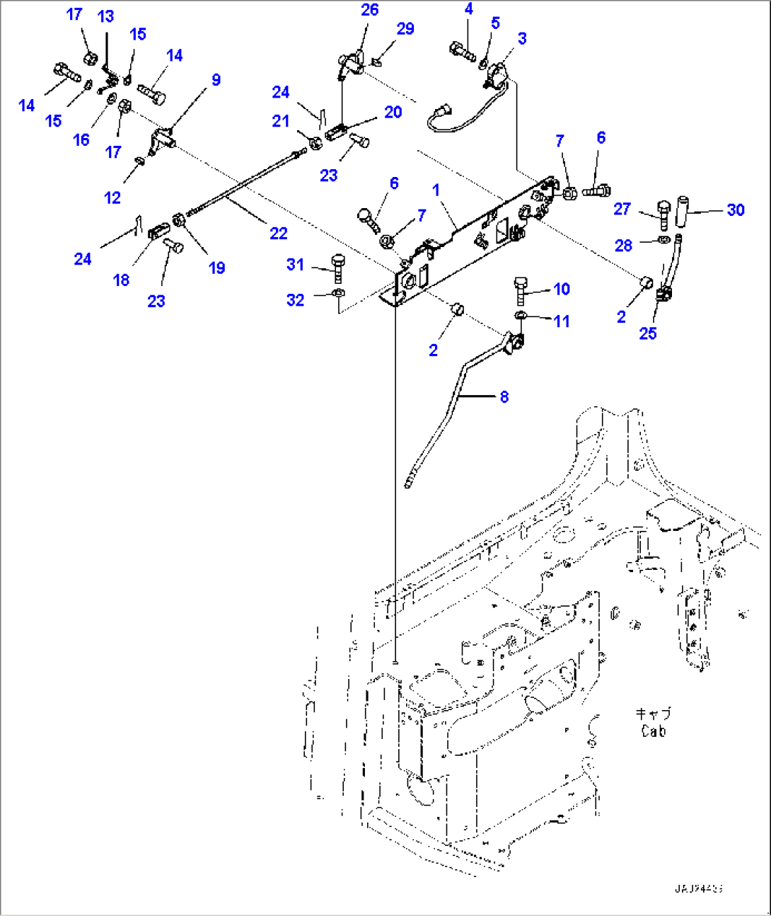 ROPS Cab, Work Equipment Lock Lever (#82125-)