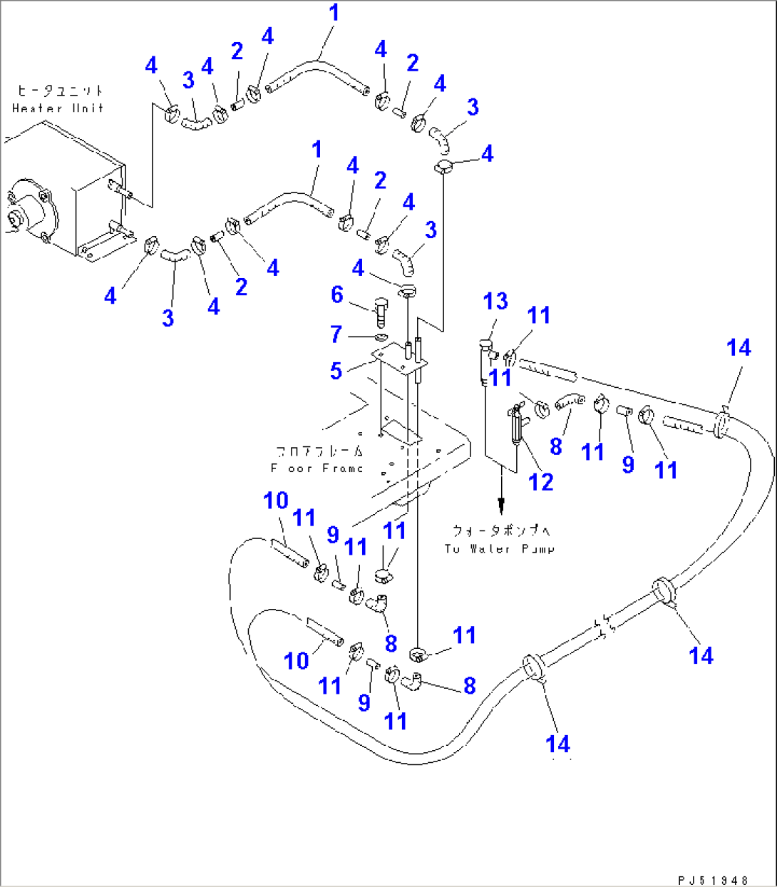 CAR HEATER (WATER PIPING)(#2001-)