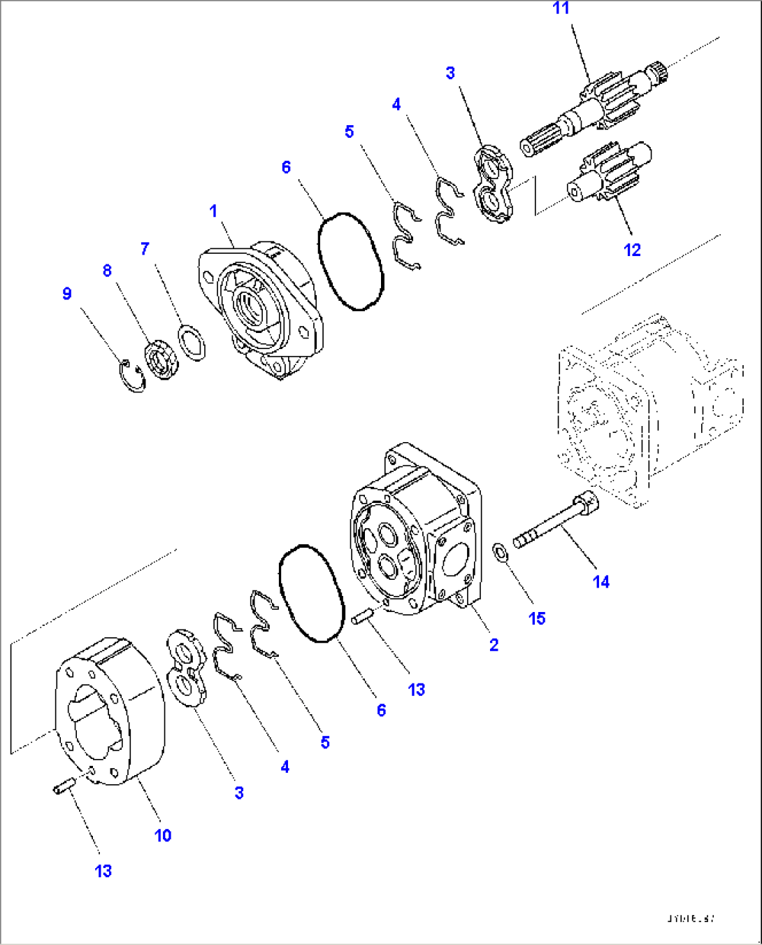 Power Train, Gear Pump (1/2) (#1001-)